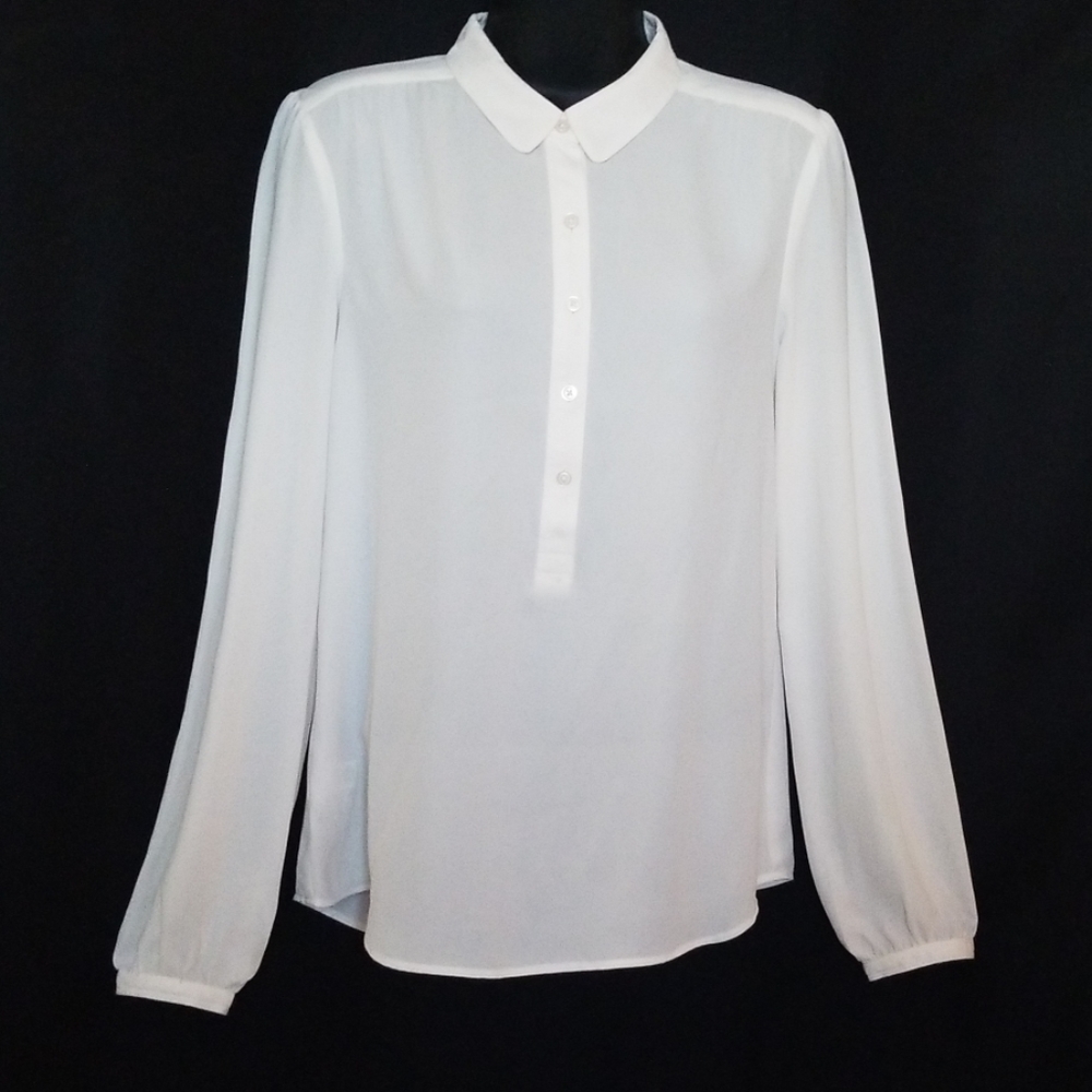 Ann Taylor LOFT Warm White Chiffon Blouse